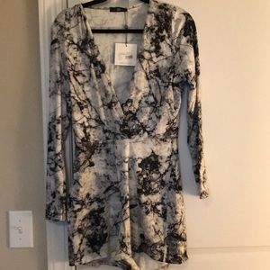 Black and white tie dye romper